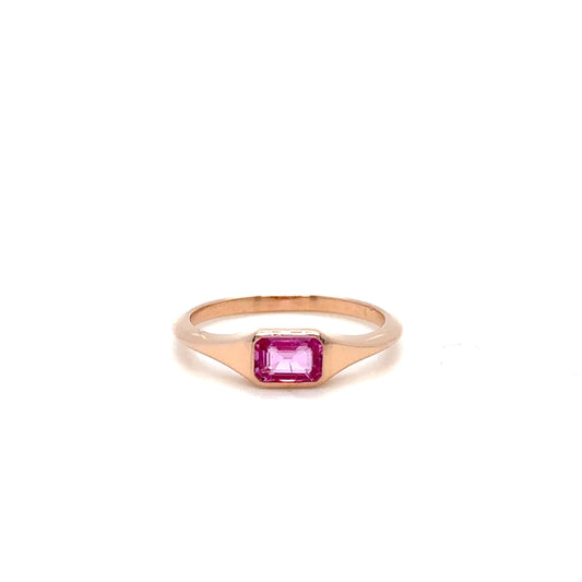 14K Rose gold with natural pink sapphire