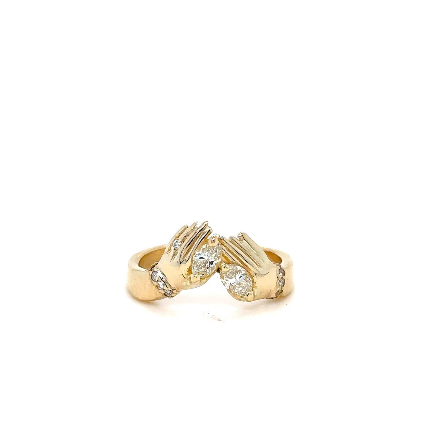 14K Gold Twin-Hand Marquise Diamond Ring