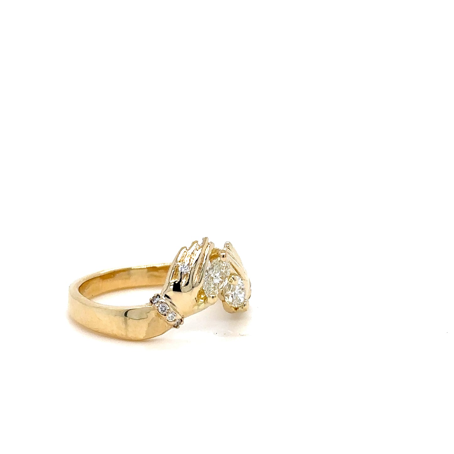 14K Gold Twin-Hand Marquise Diamond Ring