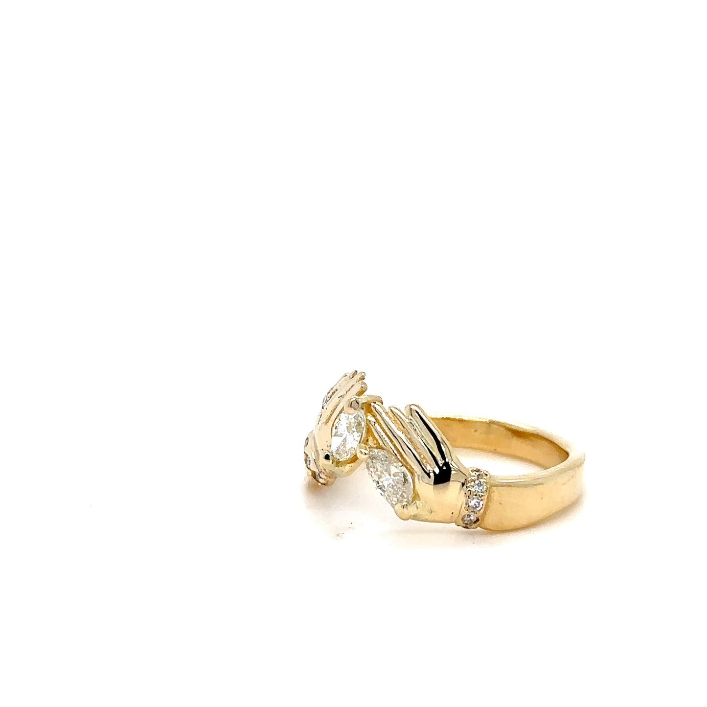 14K Gold Twin-Hand Marquise Diamond Ring